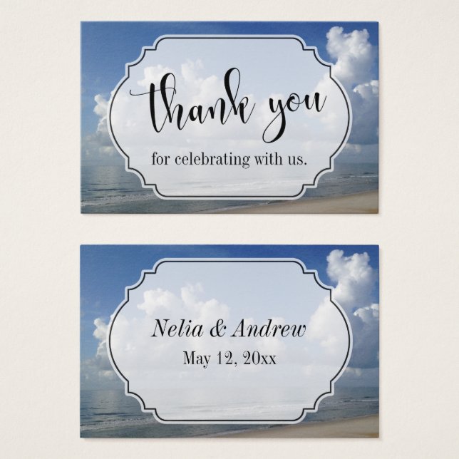 Favor de Casamento com Tema de Praia Agradecer (Frente & Verso)