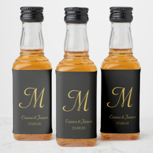Favor de Casamento do Monograma Dourado e Preto El