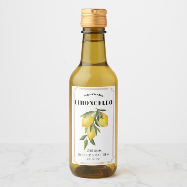 Favor de casamento Limoncello de limão Obrigado  (Frente)