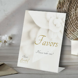 Favor de Chuva de Noiva Ivory Bloom & Gold Script