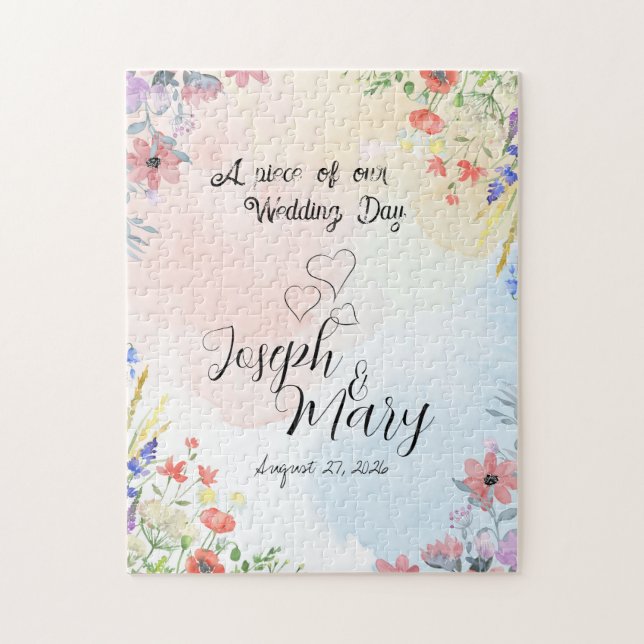 Favor de Quebra-cabeça de Casamento Personalizável (Vertical)