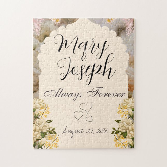 Favor de Quebra-cabeça de Casamento Personalizável (Vertical)