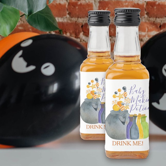 Favor do Chá de fraldas de Halloween da Poção do F ("drink me" Baby Making Potion bottle labels)