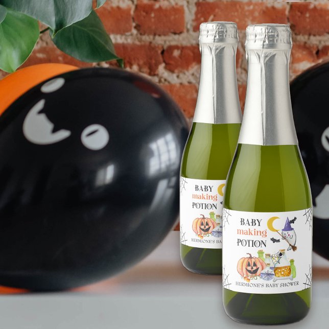 Favor do Chá de fraldas de Halloween da Poção do F (Baby Making Potion baby shower bottle labels)