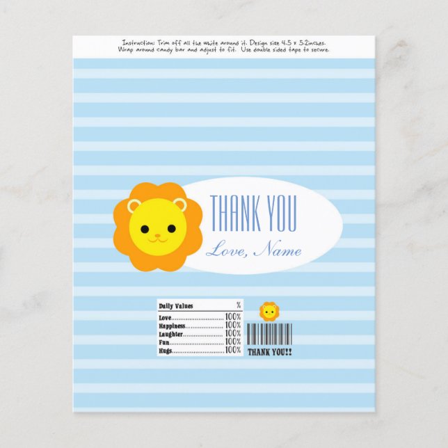 Favor do Wrapper do Bar Candy - leão azul (Frente)