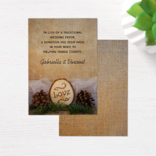 Favor rústico da caridade do casamento da florest
