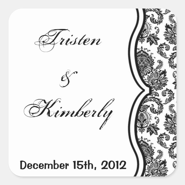 Favorecendo adesivos Pretos Damasco Branco, Impres (Frente)