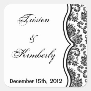 Favorecendo adesivos Pretos Damasco Branco, Impres