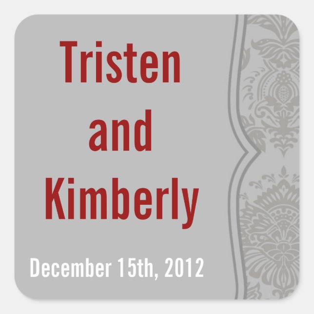 Favorecer adesivos Cinza moderno Damask Lace Impre (Frente)