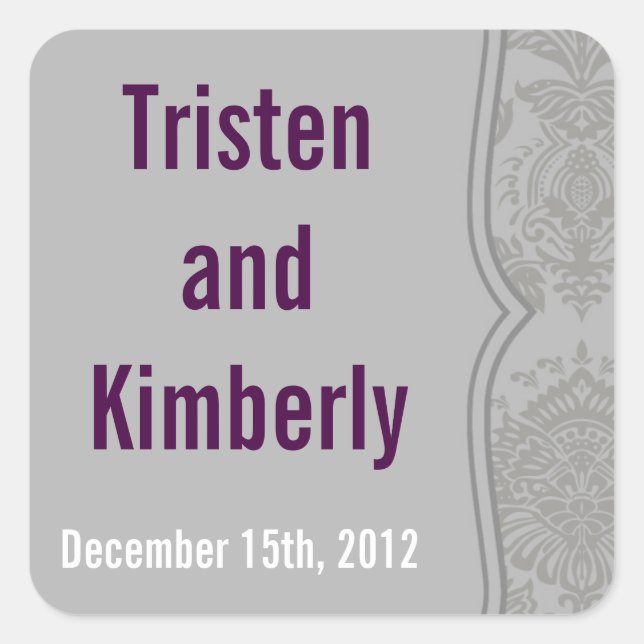 Favorecer adesivos Cinza moderno Damask Lace Impre (Frente)