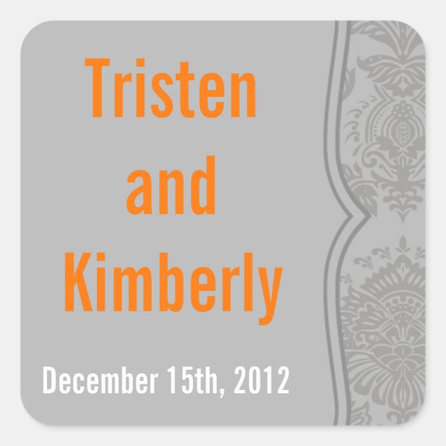 Favorecer adesivos Cinza moderno Damask Lace Impre (Frente)