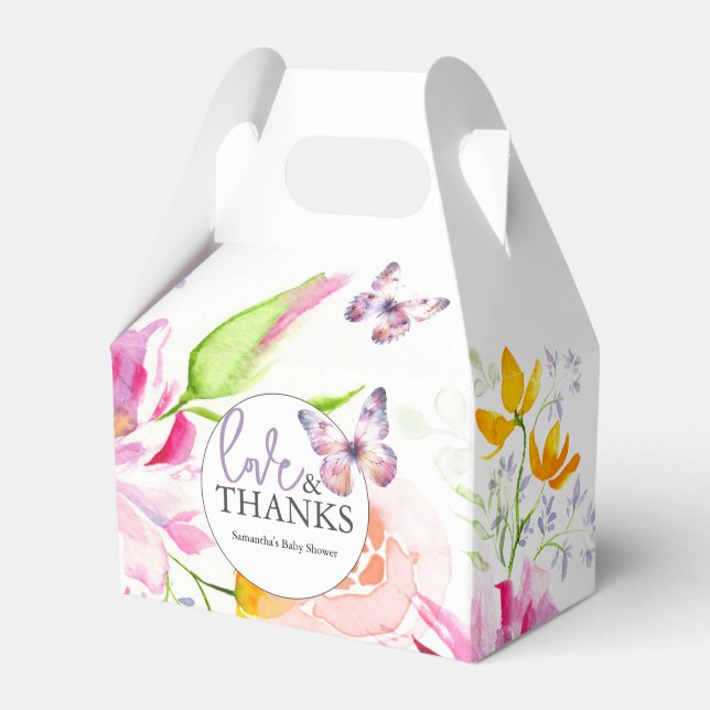 Favorecer Caixas Chá de fraldas Borboletas Roxas (Frente)