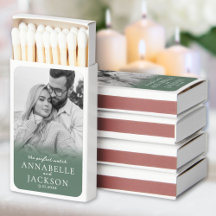 Favoritos de casamento de fotos verdes e simples