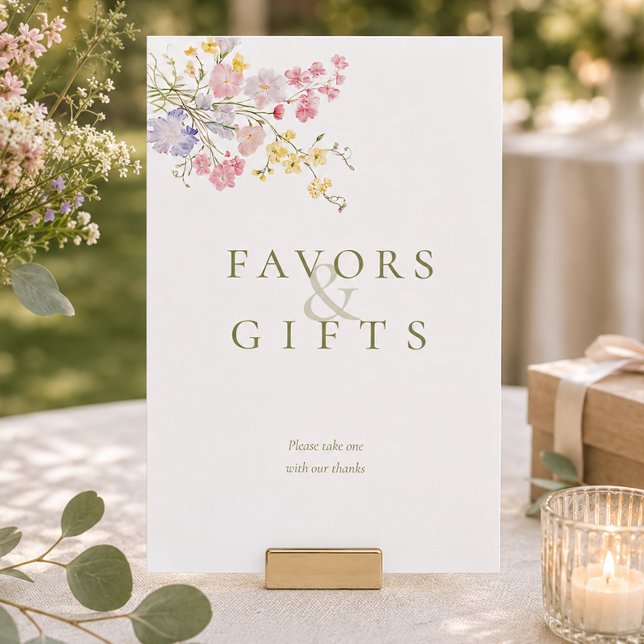 Favoritos de Flores Silvestres Presentes Sinais de (Wildflowers Wedding Favors Gifts Tabletop Signs)