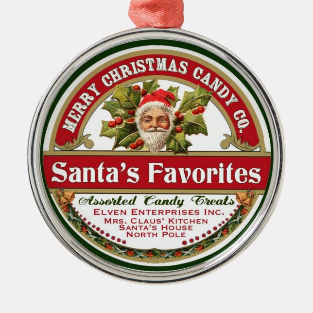 Favoritos dos doces do ornamento do papai noel do (Frente)