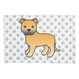 Fawn English Staffie Cute Cartoon Dog & Paws