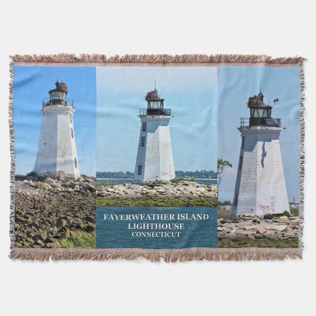 Fayerweather Island Lighthouse, CT Jogar cobertor (Frente)