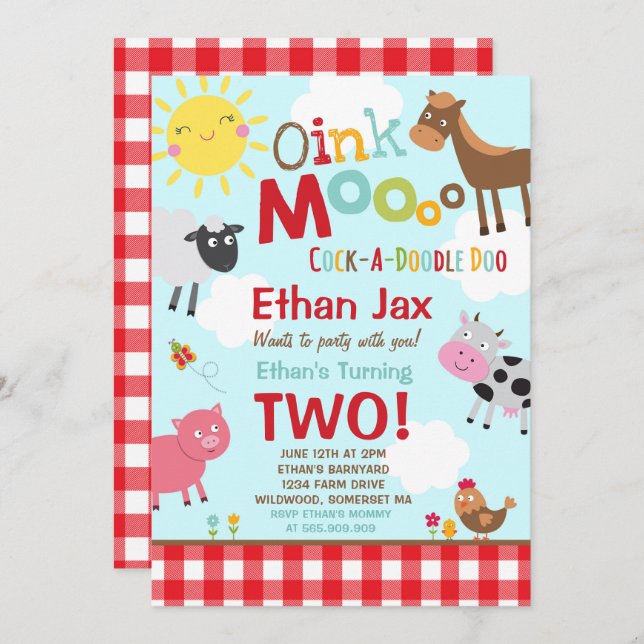 Fazenda Aniversário Convite à Antiga Festa de Faze (Frente/Verso)