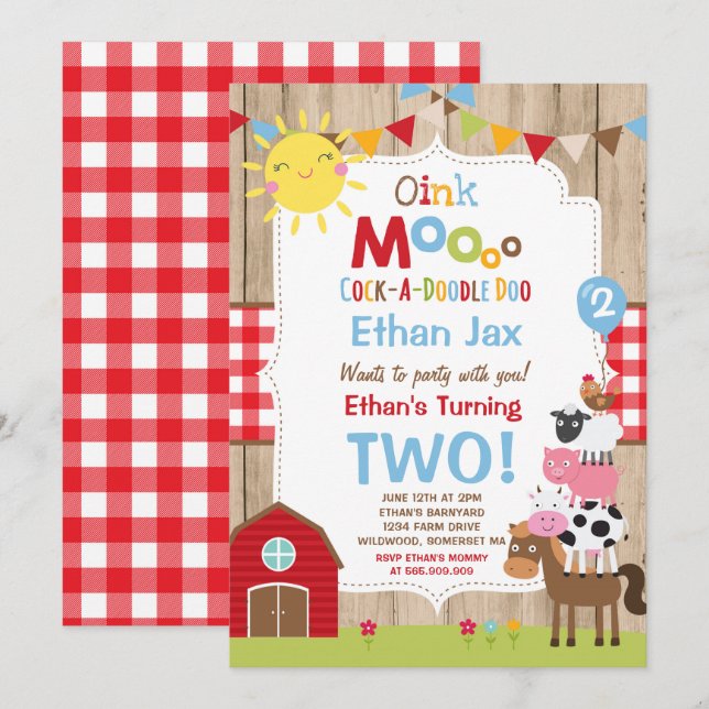 Fazenda Aniversário Convite Festa de aniversário d (Frente/Verso)