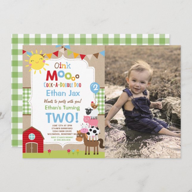 Fazenda Aniversário Convite Festa de aniversário d (Frente/Verso)