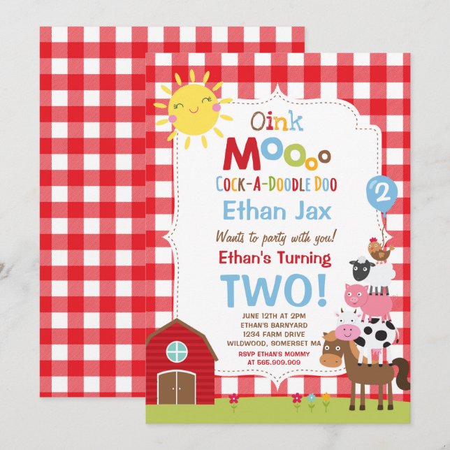 Fazenda Aniversário Convite Festa de aniversário d (Frente/Verso)