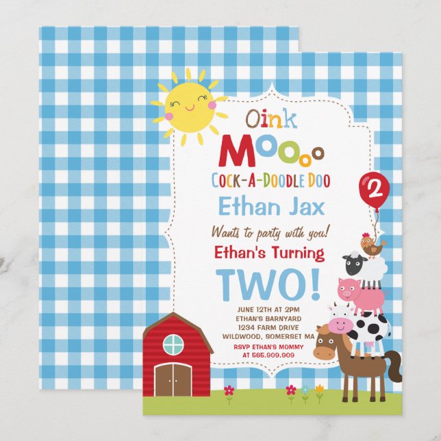 Fazenda Aniversário Convite Festa de aniversário d (Frente/Verso)