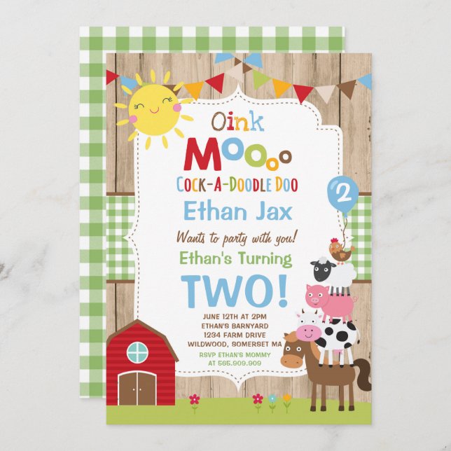 Fazenda Aniversário Convite Festa de aniversário d (Frente/Verso)