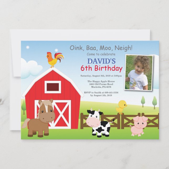 Fazenda Aniversário Convite País Festa de Barnyard (Frente)