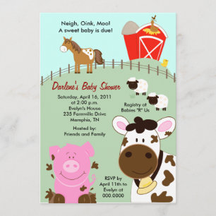 Fazenda Babies Convite Para Chás de fraldas 5x7