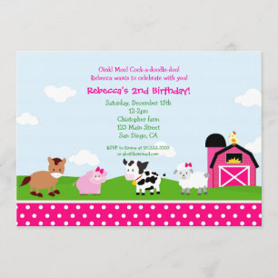 Fazenda Barnyard Birthday - Convites para Meninas