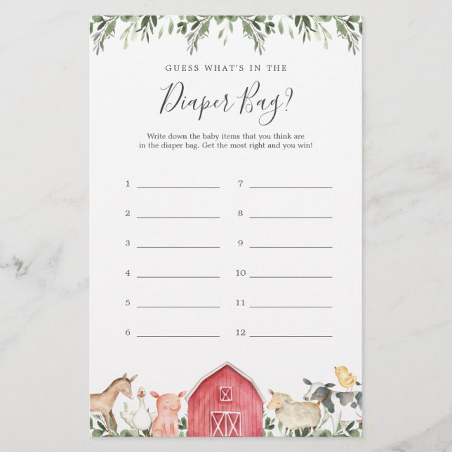 Fazenda Chá de fraldas adivinha o que há na Fralda (Frente)