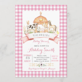 fazenda chá de fraldas convite garota rosa