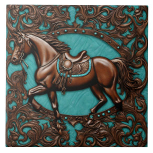 Fazenda Cowboy Ocidental Turquesa Cavalo Marrom Tu