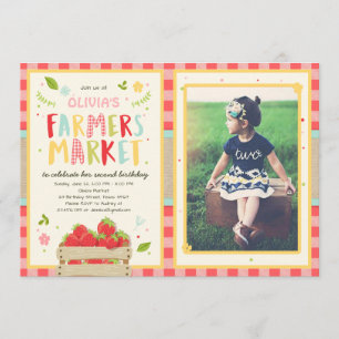 Fazenda da morango do convite do aniversário do