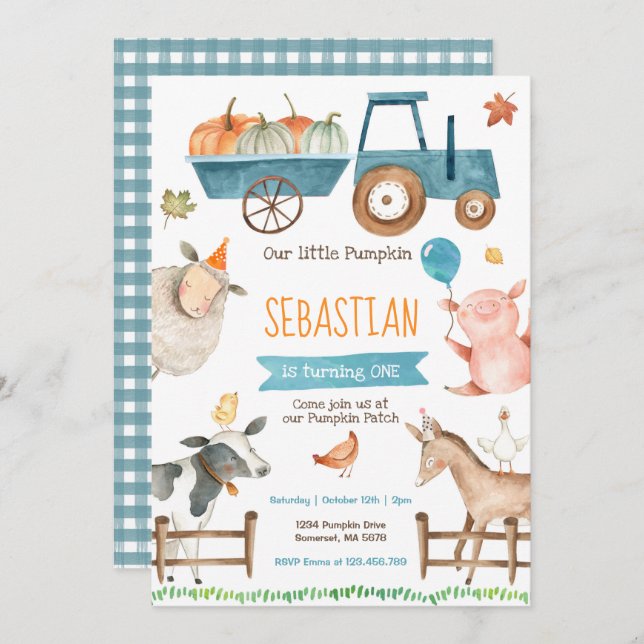 Fazenda de Abóbora Festa de Fazenda de Convite de  (Frente/Verso)