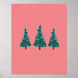 Fazenda de Árvores Impressão de Natal Rosa do Dia 