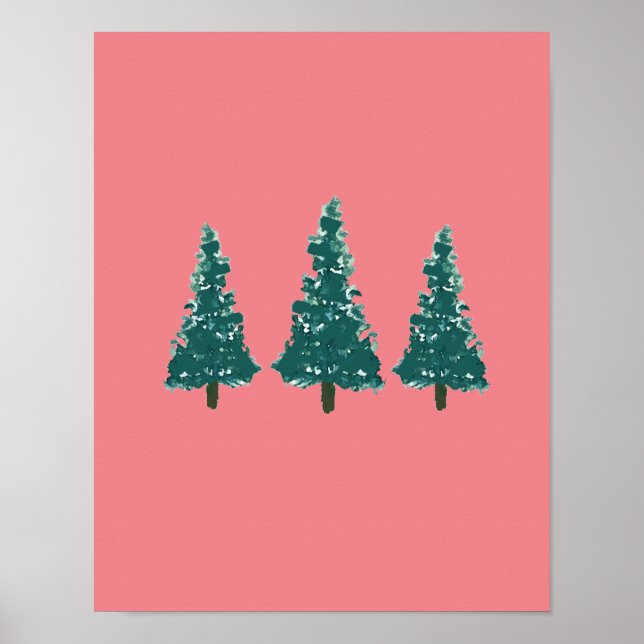 Fazenda de Árvores Impressão de Natal Rosa do Dia  (Frente)
