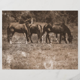 Fazenda de cavalos Vintage País Russo Sepia Ociden