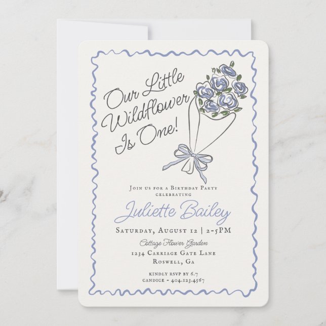 Fazenda de Mercado de Flor Azul FBirthday Convite (Frente)