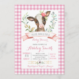 fazenda de vaca chá de fraldas convite rosa