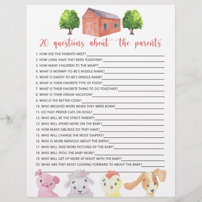 Fazenda - jogos - 20 perguntas sobre os pais (Frente)