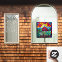 Fazenda Life Red Barn At Sunset Faux Sleep Glass