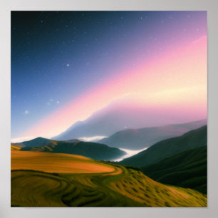 Fazenda na Poster de Montanhas