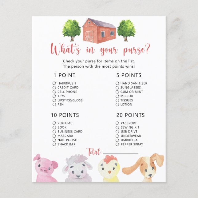 Fazenda - O que há no seu jogo de chá de fraldas (Frente)