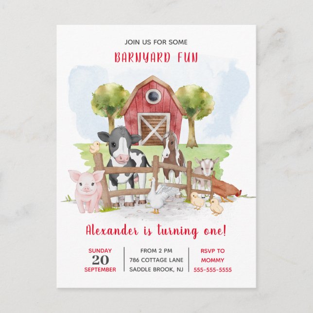 Fazenda País Bebê !rua Convite de Aniversário (Frente)