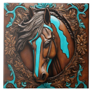 Fazenda Ranhura Ocidental Turquesa Cavalo Castanho