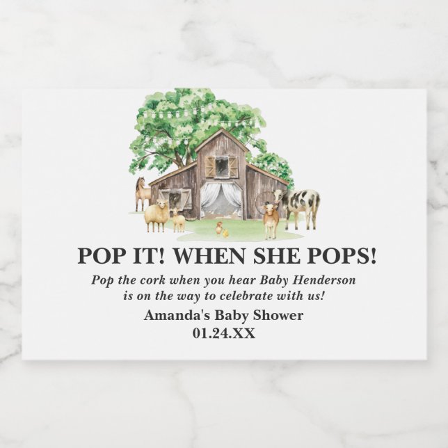 Fazenda russa Chá de fraldas animal (Rótulo Único)