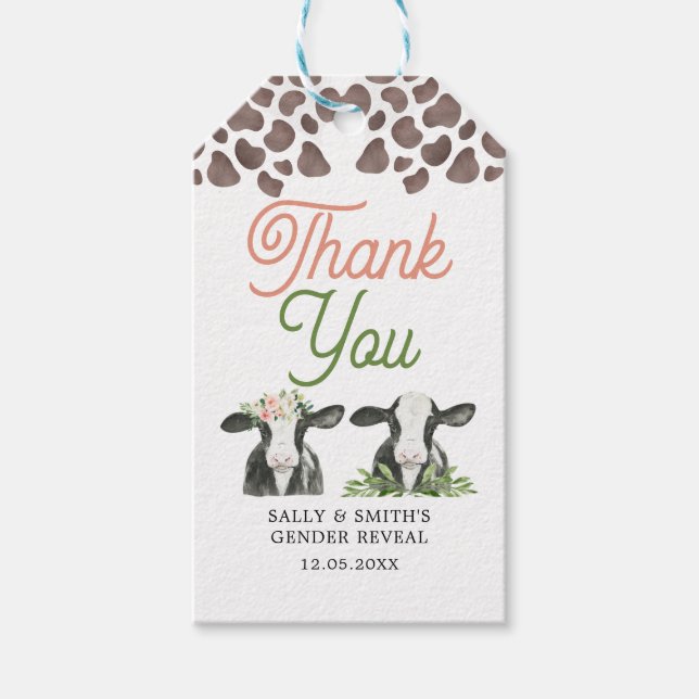 Fazenda Vaca Gênero Revelação Obrigado Etiqueta (Frente)