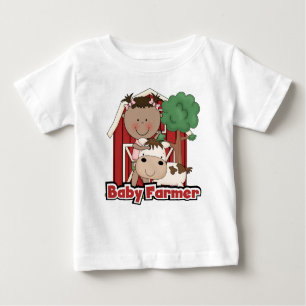 Fazendeiro de bebê com camiseta e presentes da