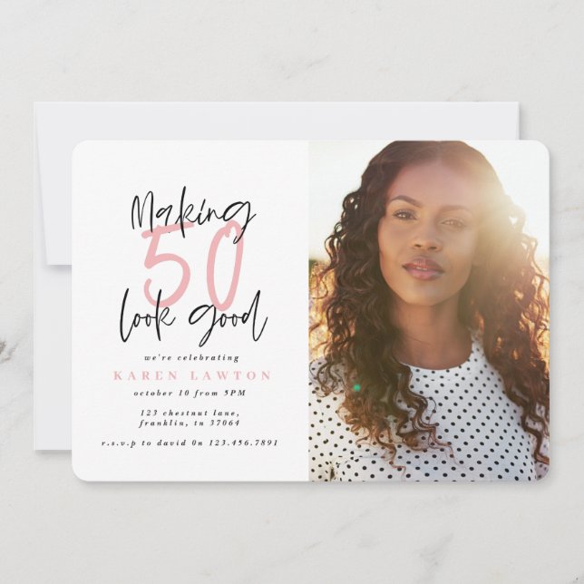 Fazer 50 - convite para o aniversário de fotos (Frente)